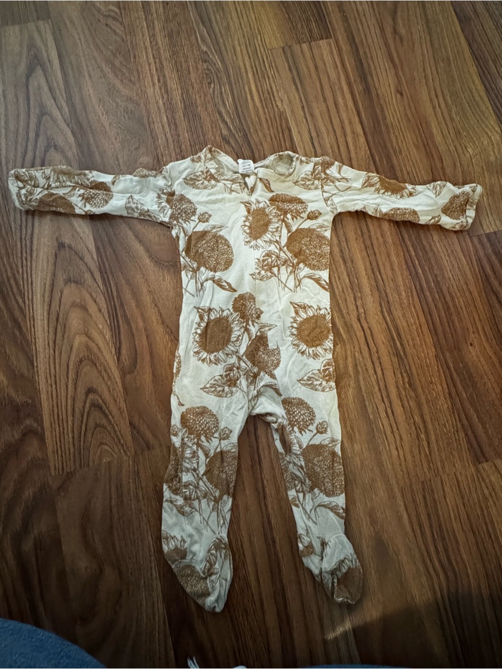 kate quinn Cream and Brown Sunflower Footed One-Piece